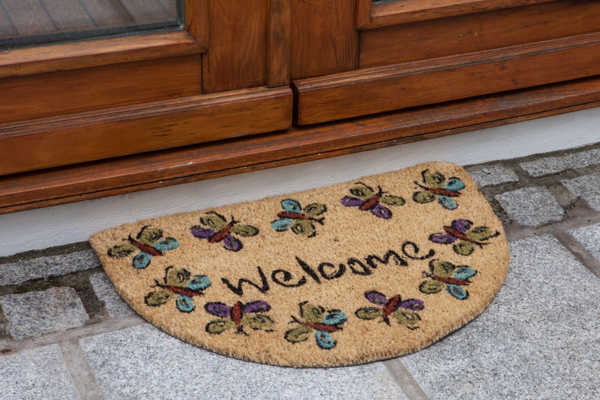 Coir Doormat Large Outdoor Printed Mats Half Moon Paws eBay